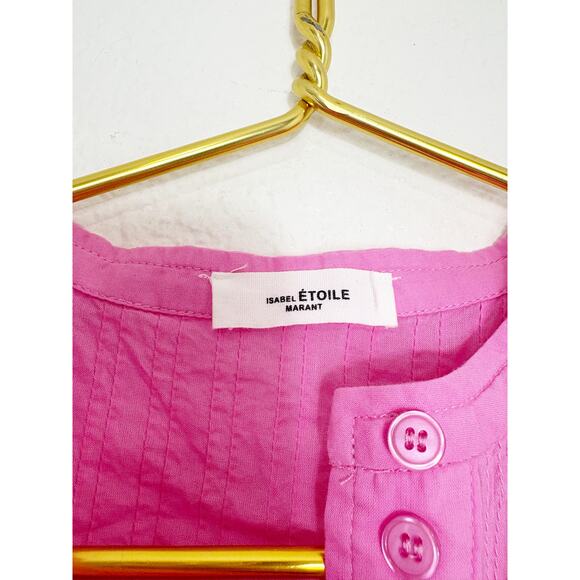 Isabel Marant Étoile Leaza Textured Yoke Cotton Blend Top Pink Lavender - Picture 5 of 13